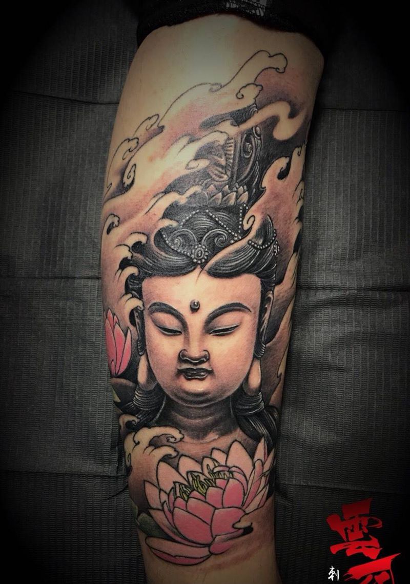 小腿菩萨纹身图片