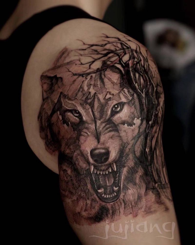 修改作品纹身图片_成品手臂写实动物原创培训纹身图案