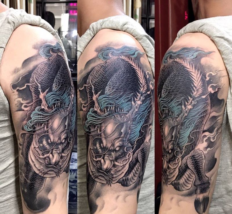 遮盖原纹身纹身图片_成品手臂传统动物纹身图案