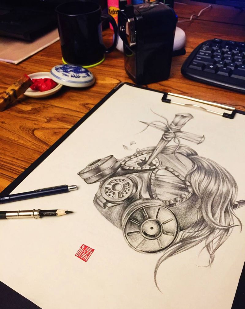 ✝️纹身图片_手稿肩部胸部背部腿部手臂写实传统人物肖像纹身图案