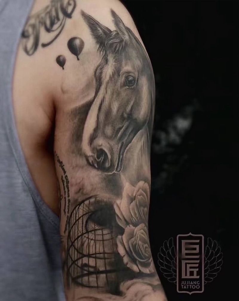 欧美风纹身图片_成品手臂欧美写实动物静物原创培训纹身图案