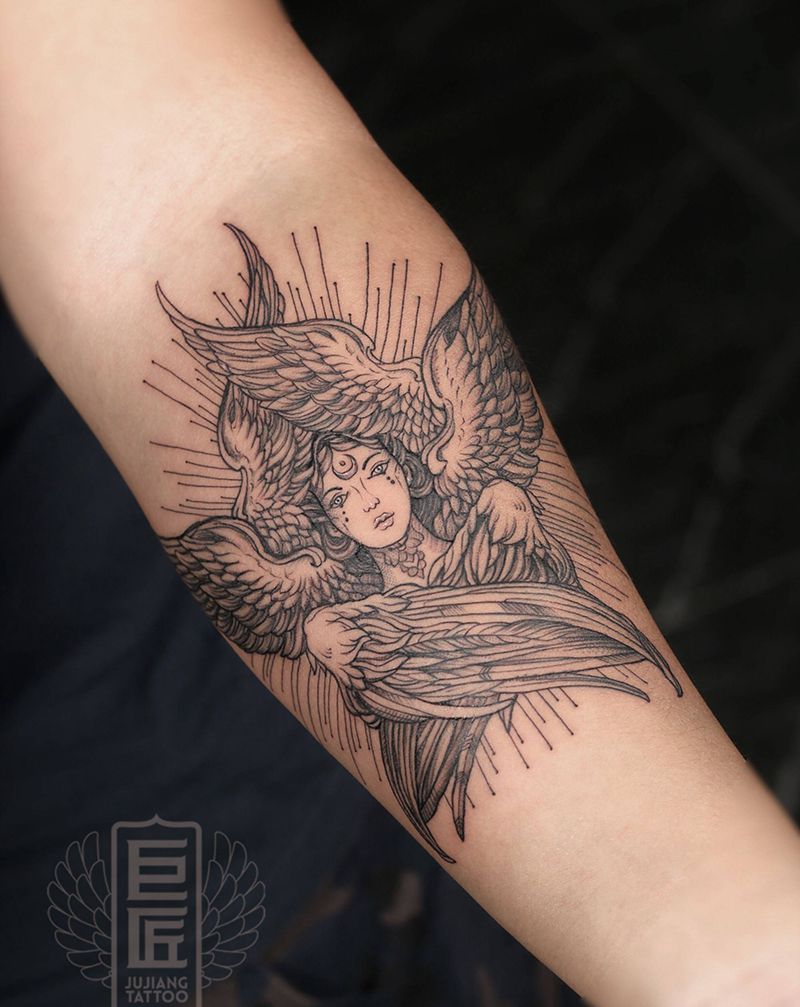 六翼天使纹身图片