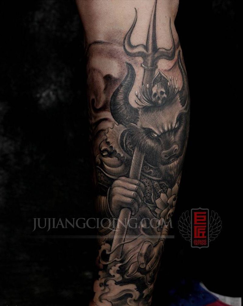 包小腿纹身图片_成品腿部传统动物原创纹身图案