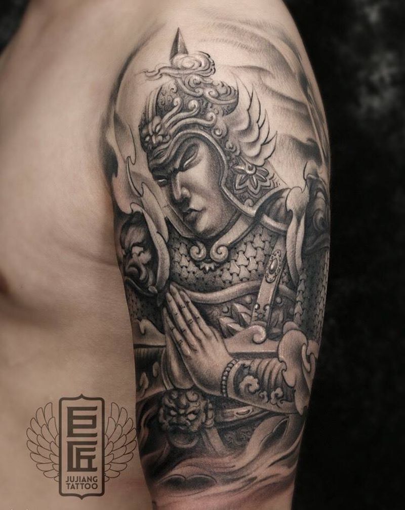恢复后的韦陀尊者纹身图片_成品手臂传统鬼神原创培训纹身图案