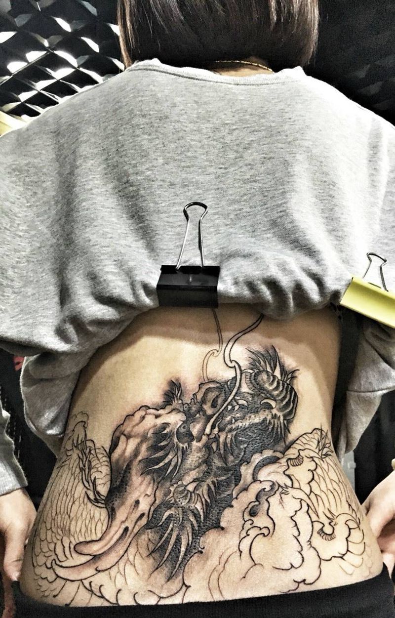 腰花？纹身图片_成品腰部胸部传统动物鬼神原创背部肩部腿部纹身图案