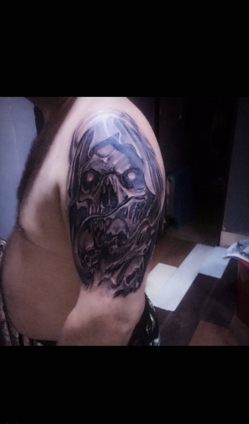 邪恶的骷髅纹身图片
