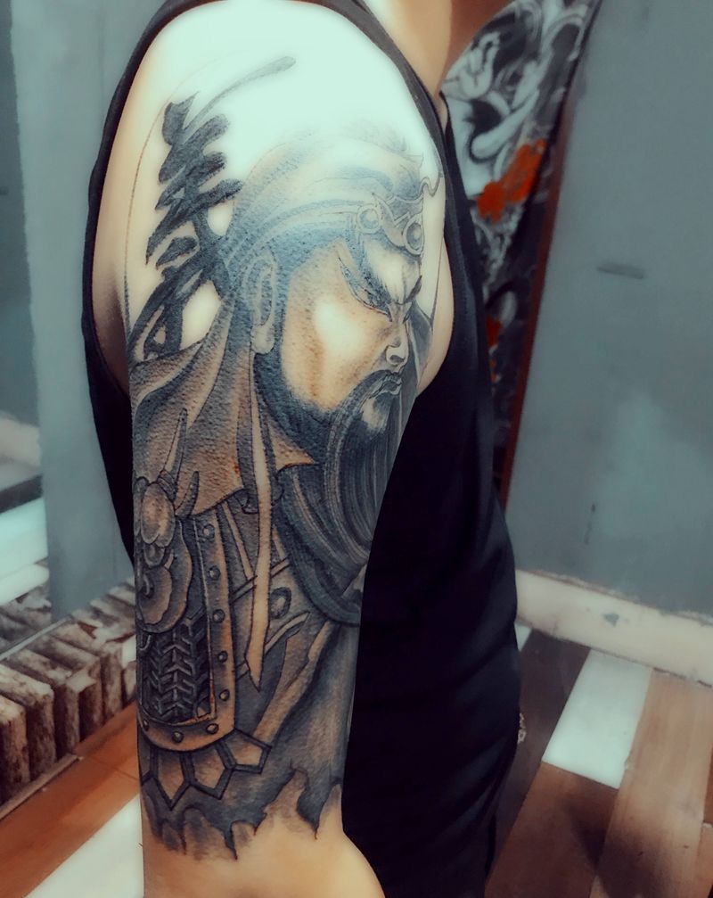 关公纹身图片_手臂老传统纹身图案