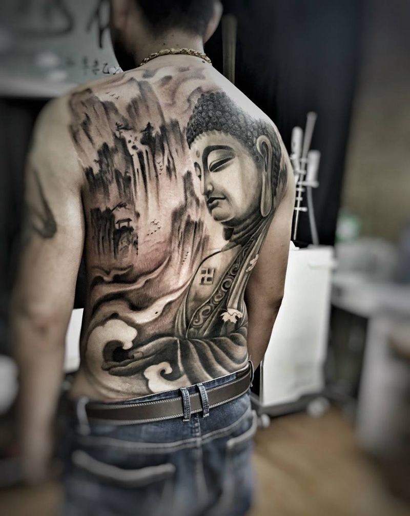 阿弥陀佛纹身图片_原创传统肩部胸部背部腰部腹部手臂腿部纹身图案