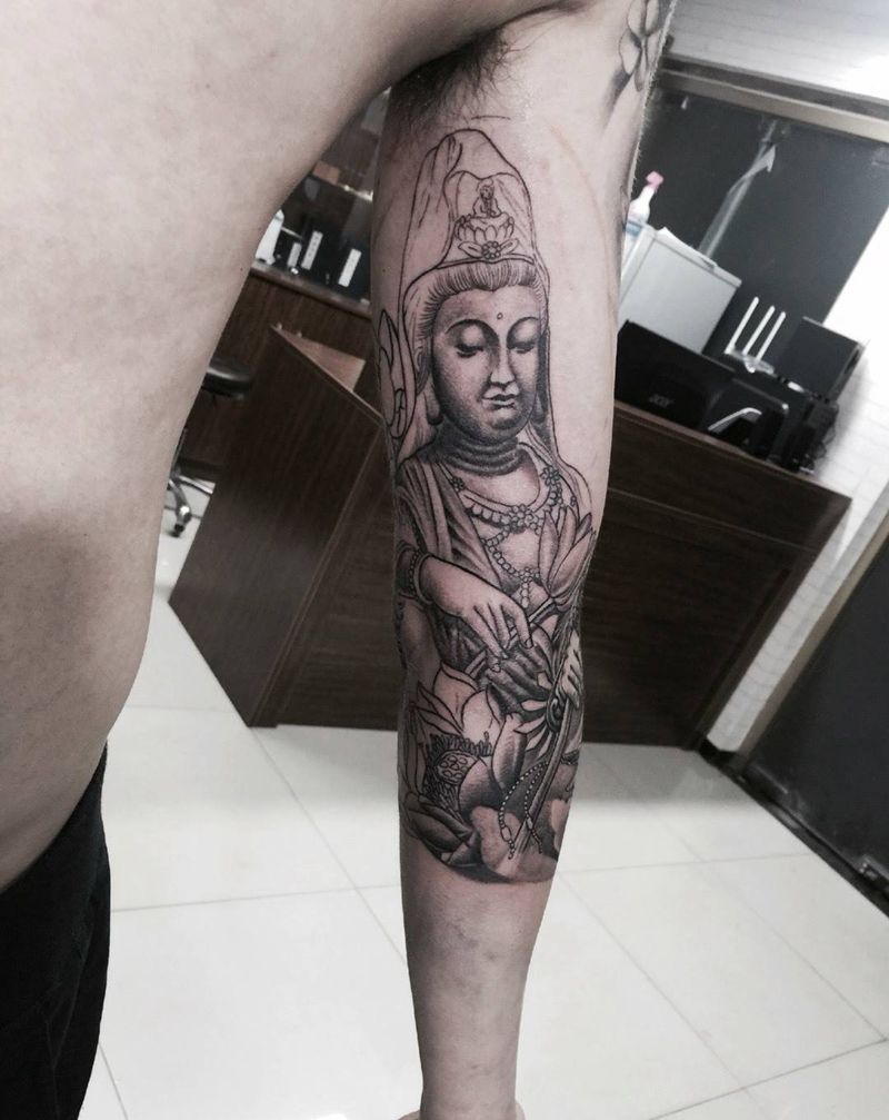 观音纹身图片_成品手臂传统宗教齐天大圣纹身图案