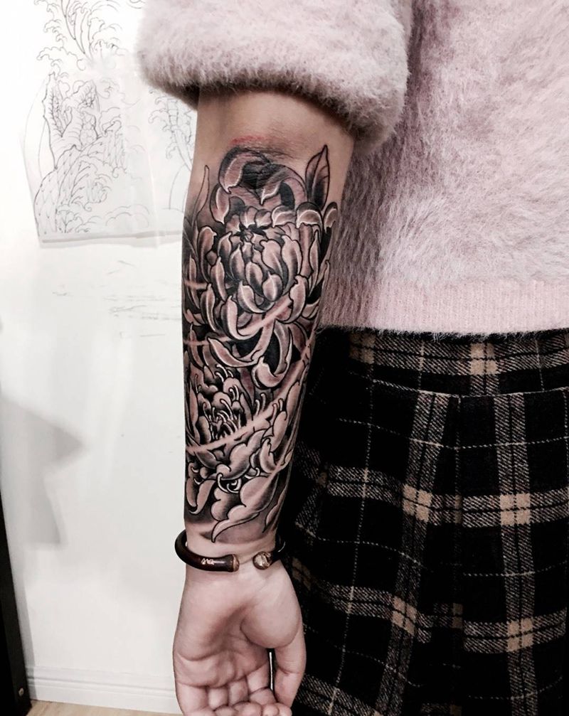 小菊花纹身图片