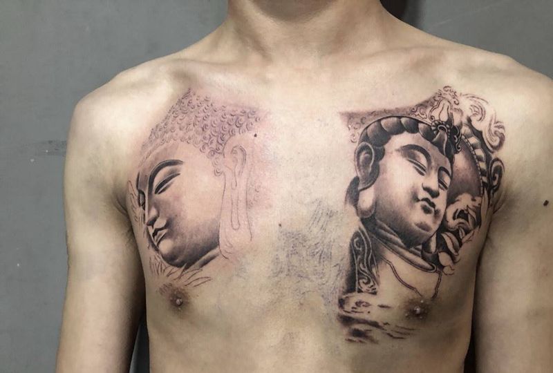 花胸佛纹身图片