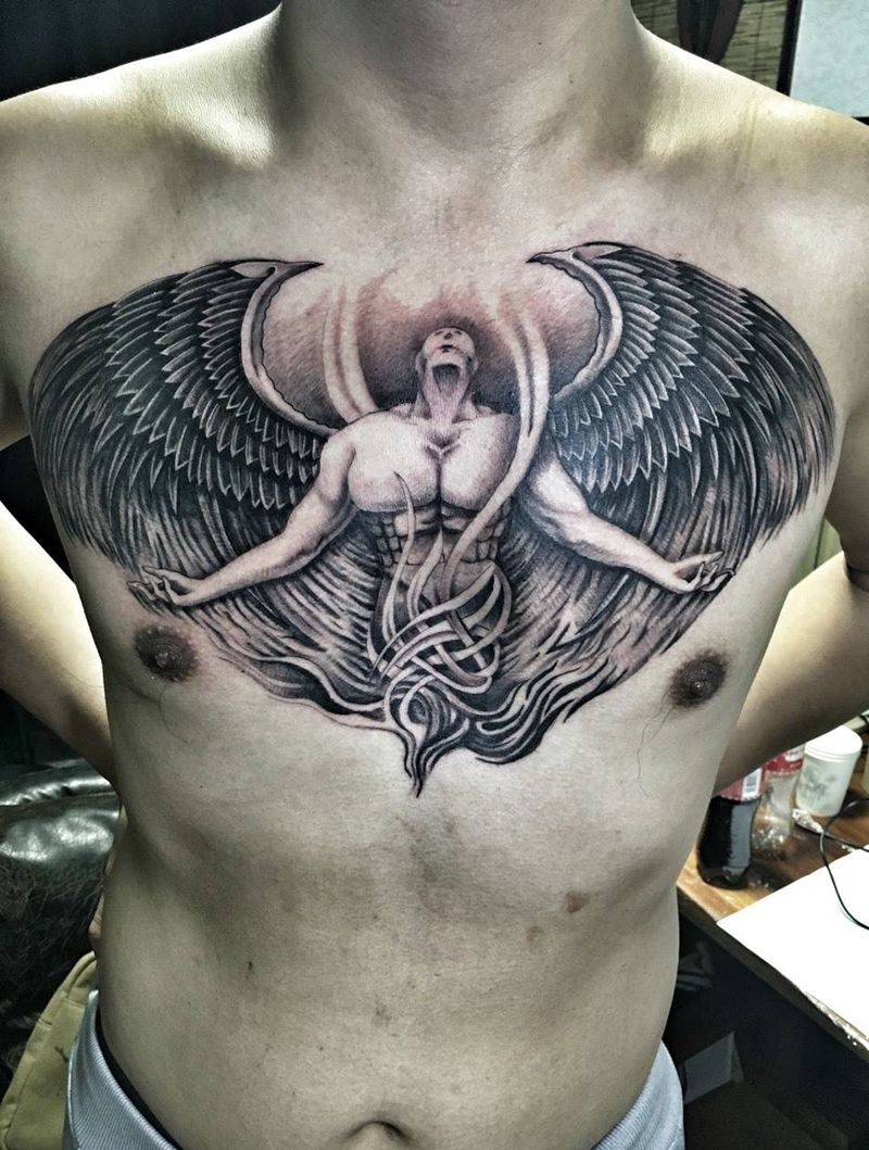 仰望纹身图片_成品胸部背部腰部传统欧美写实人物原创宗教纹身图案