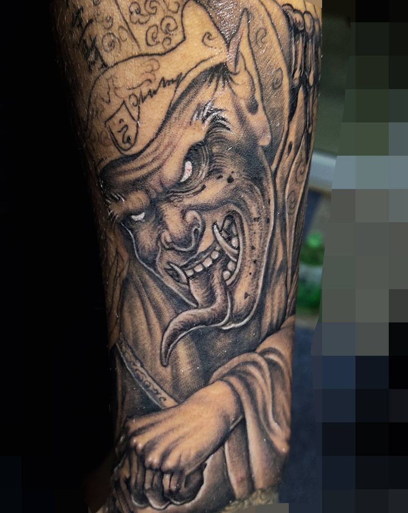 黑白无常纹身图片_手臂新传统纹身图案