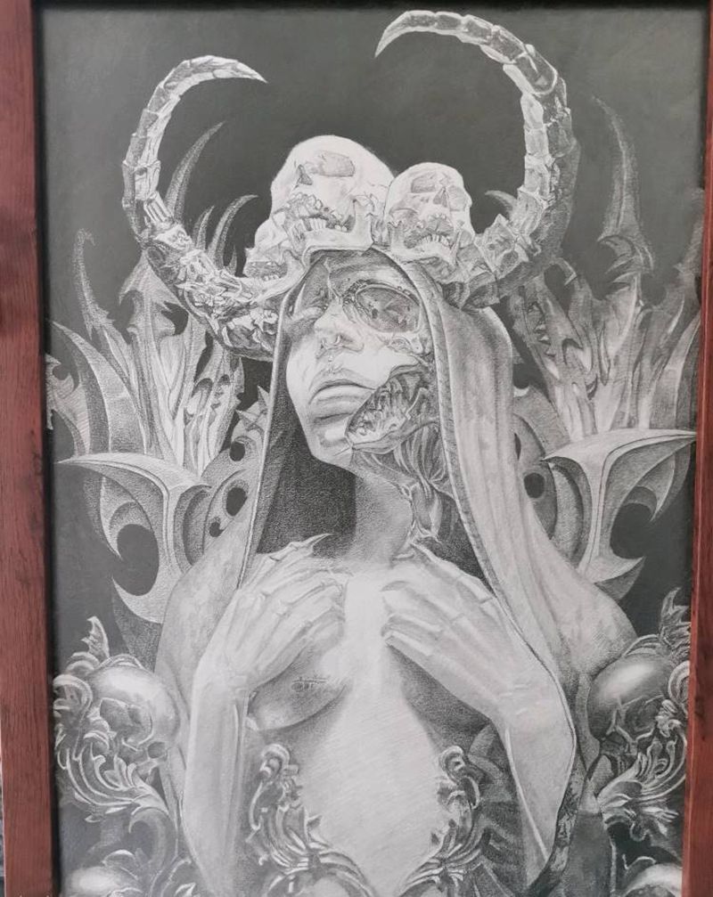 骷髅黑暗风纹身图片_欧美写实纹身图案