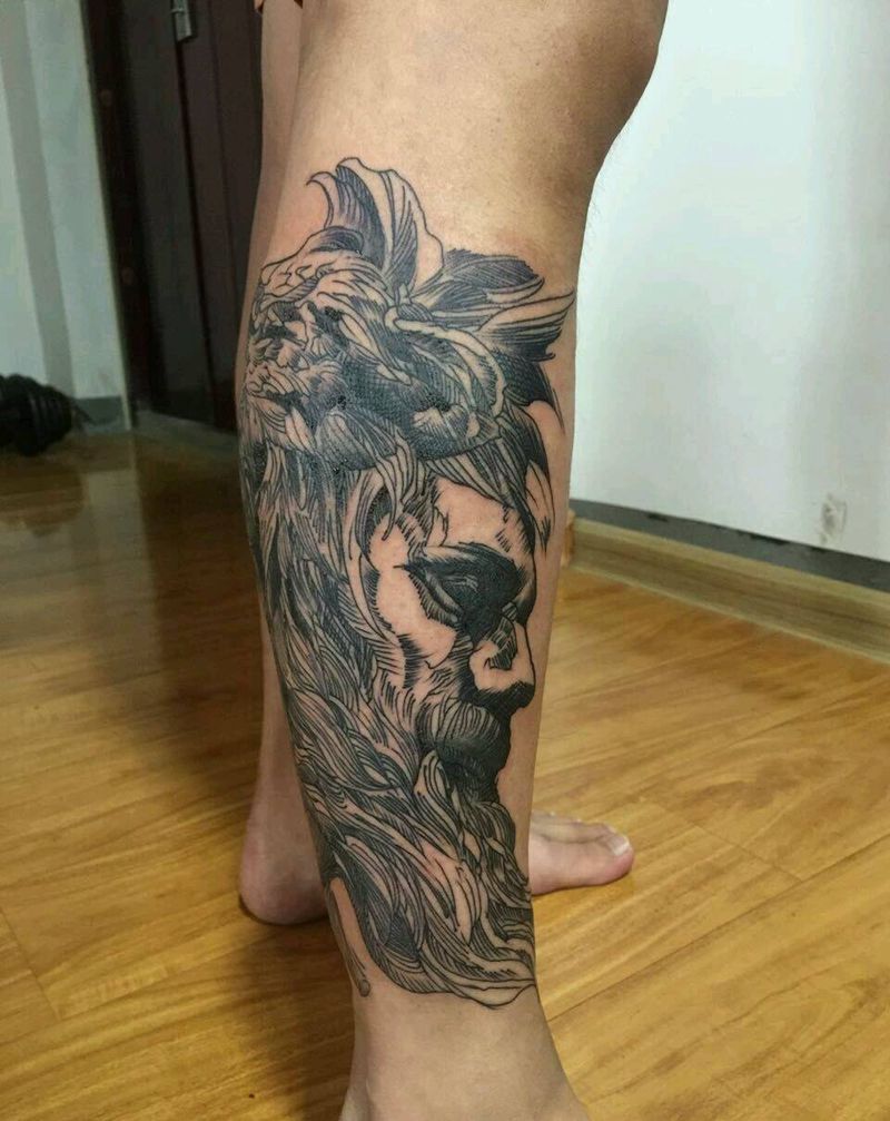 线纹身图片_手臂腿部传统动物培训成品纹身图案