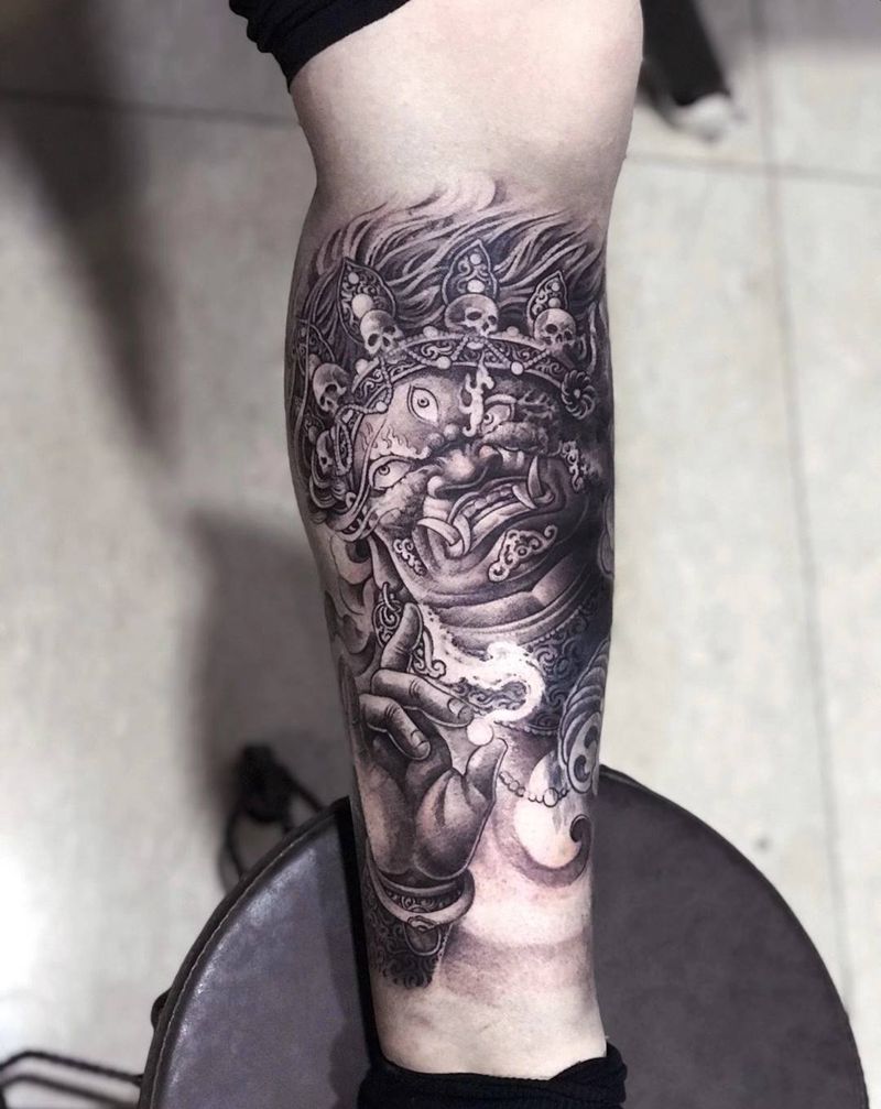 大黑天纹身图片_手臂腿部新传统纹身图案