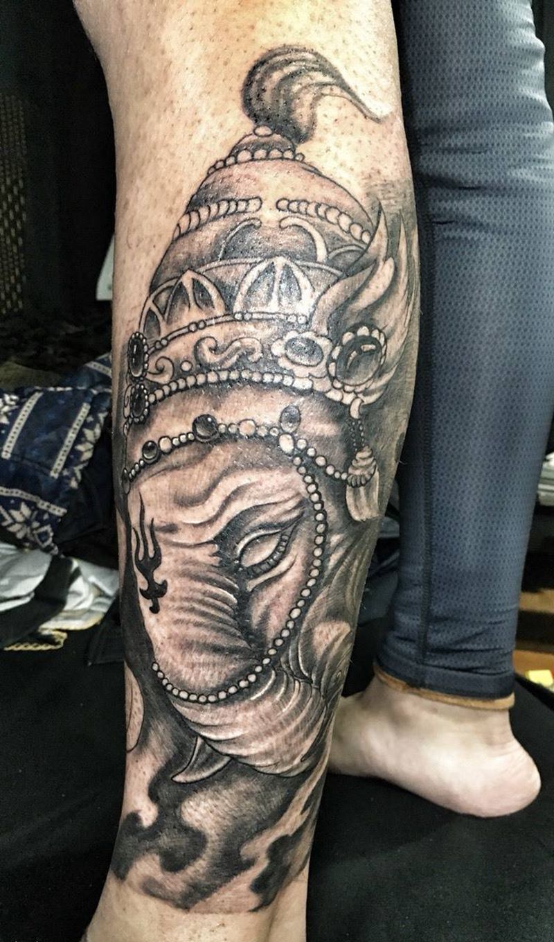 象神鲤鱼包小腿纹身图片_腿部背部胸部肩部手臂成品传统原创腰部腹部纹身图案