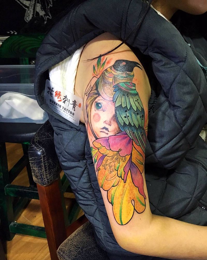 大臂欧美纹身图片_成品原创欧美腿部背部手臂肩部颈部腹部胸部纹身图案