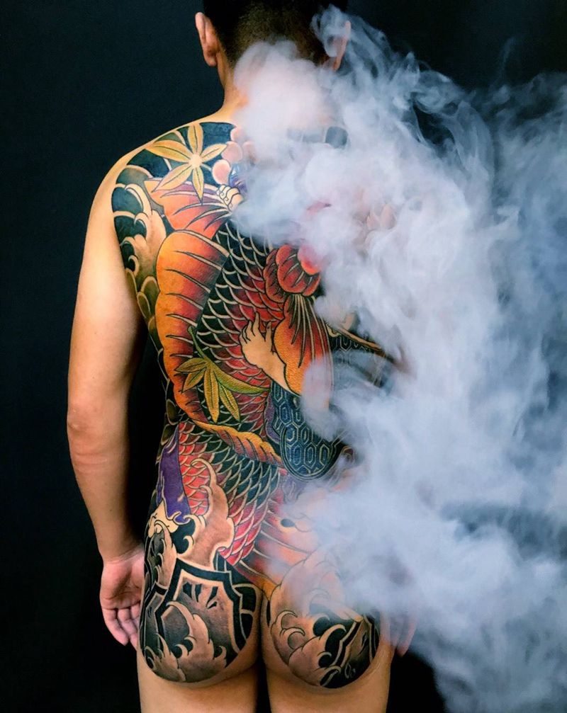 西塔鬼若丸纹身图片_背部老传统纹身图案