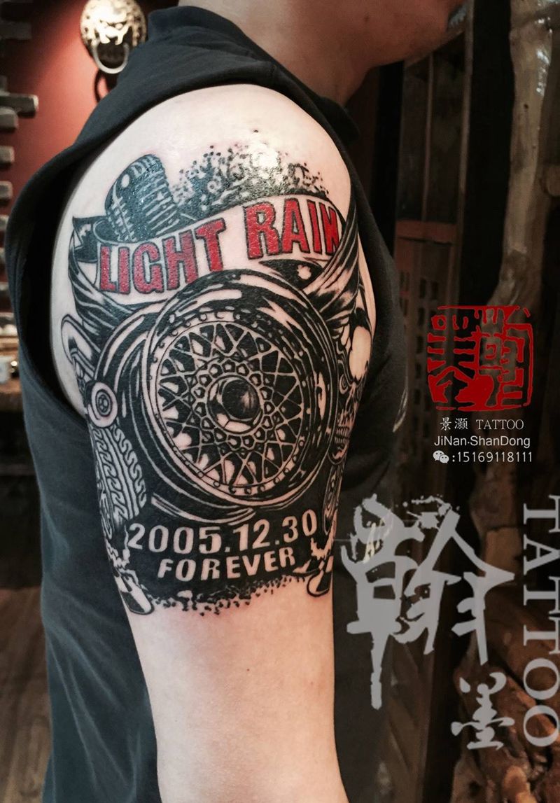 车改纹身图片_成品手臂欧美静物纹身图案