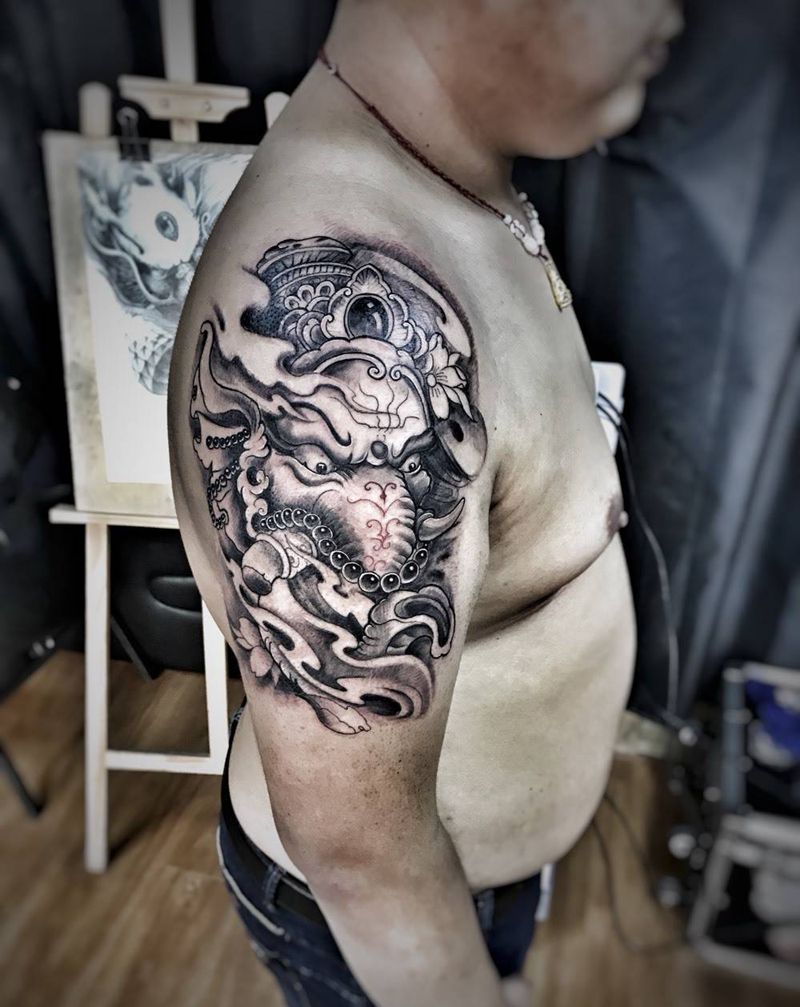 大臂象神纹身图片