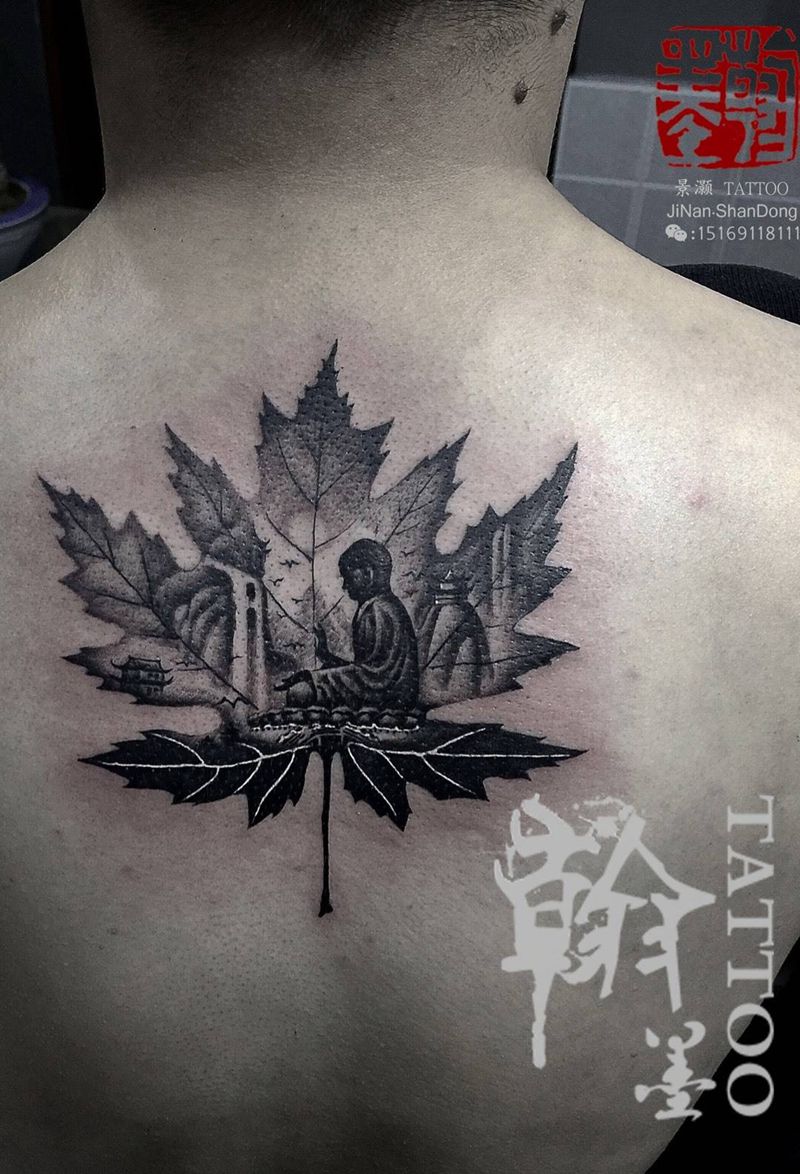 啦啦啦啦啦啦纹身图片_成品背部传统宗教佛纹身图案