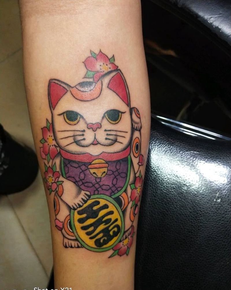 招财猫纹身图片