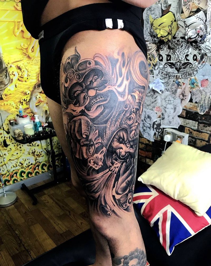 哼哈二将纹身图片