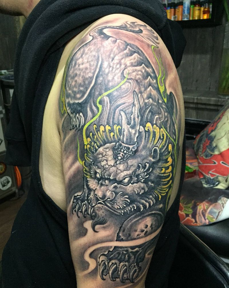 貔貅纹身图片_手臂新传统纹身图案