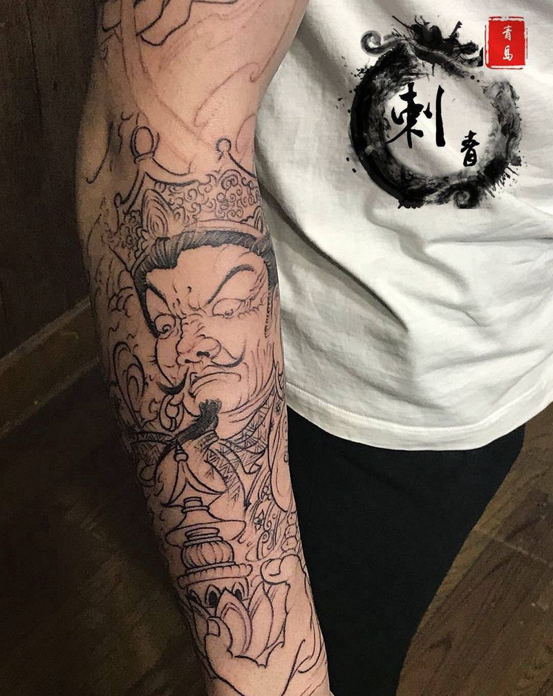 七折 花臂满背花腿纹身图片