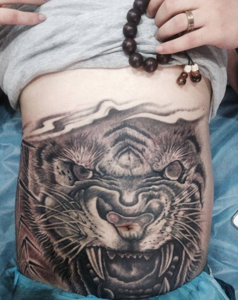 虎头,未完成纹身图片