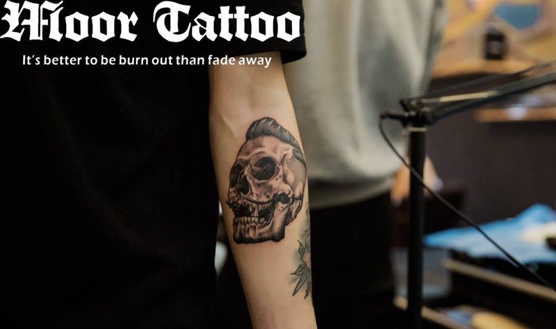 油头写实骷髅纹身图片