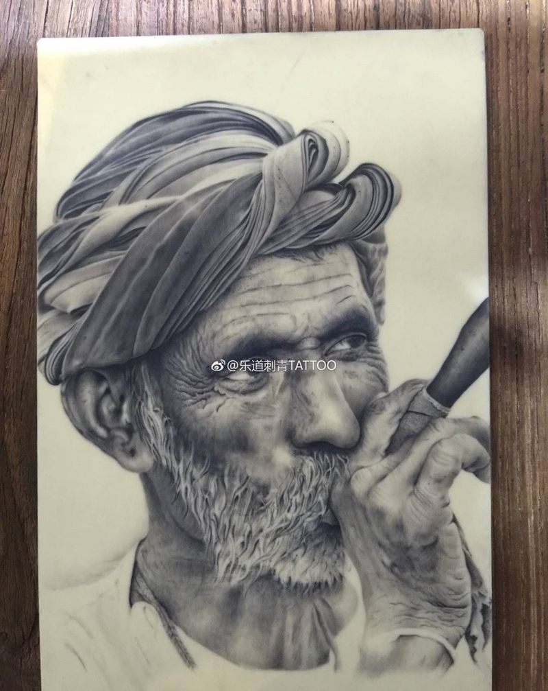 乐道学员作品纹身图片_成品手稿欧美写实山东青岛获奖培训乐道刺青原创纹身图案