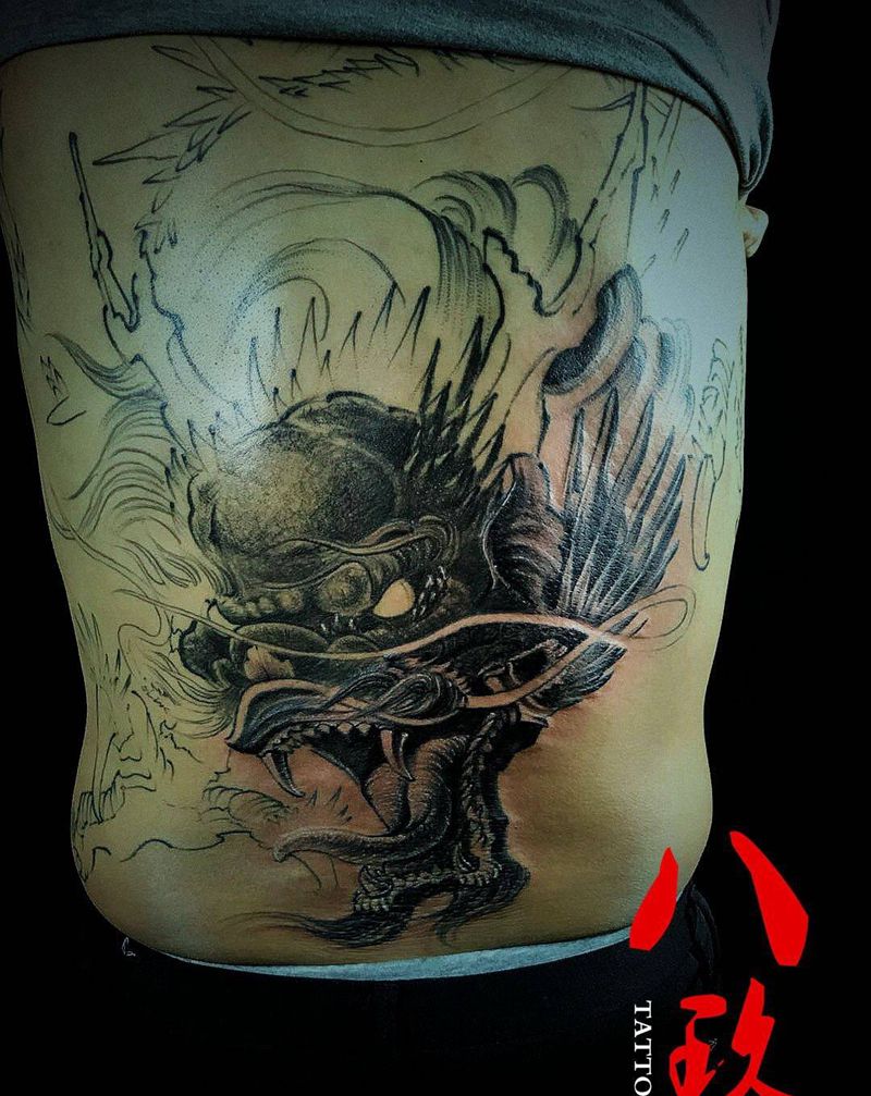 临摹师傅的龙纹身图片