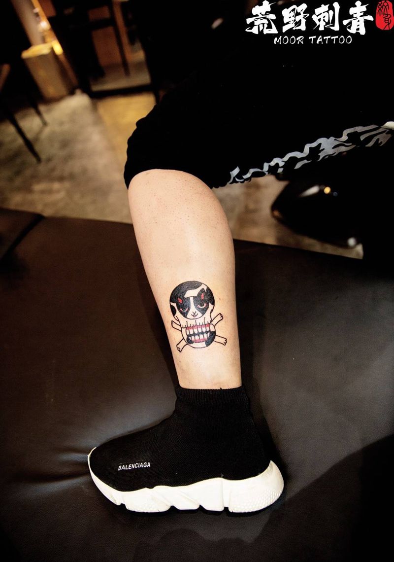 骷髅小猫纹身图片