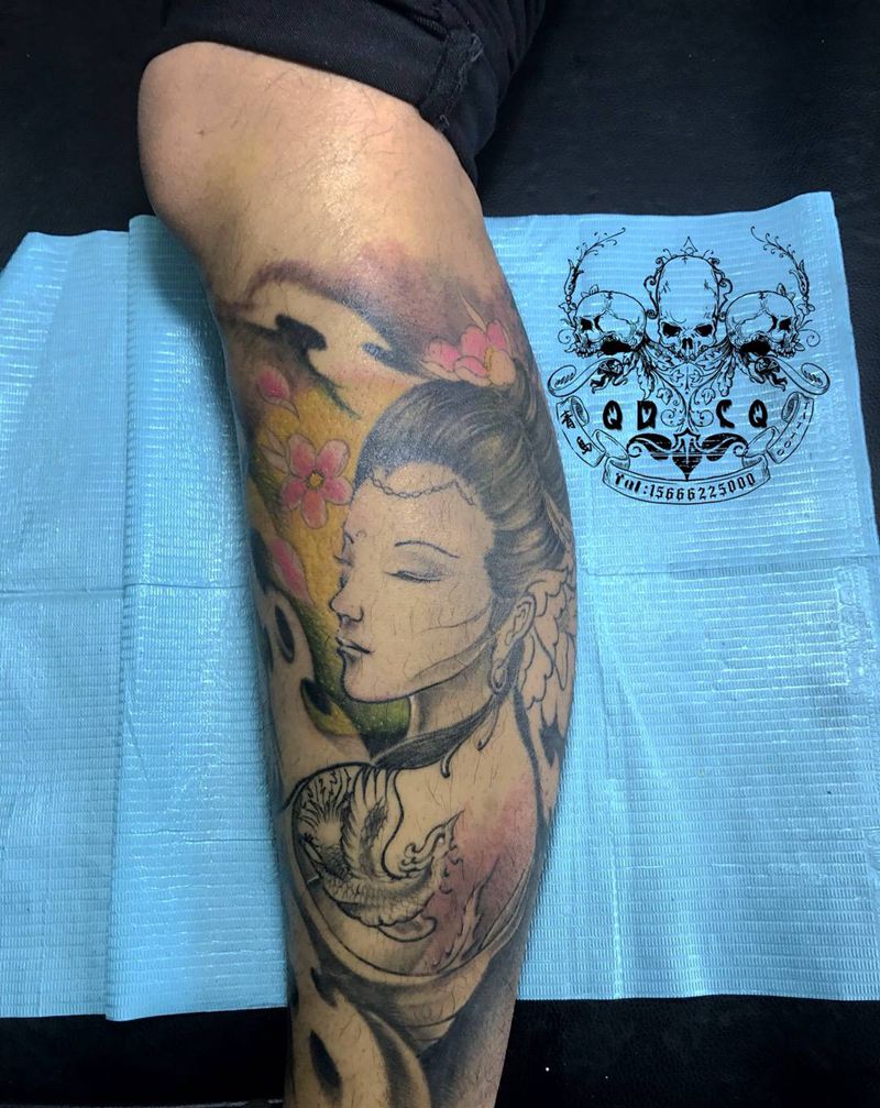 包小腿纹身图片