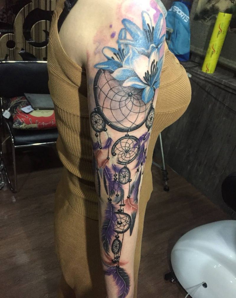 捕梦网纹身图片