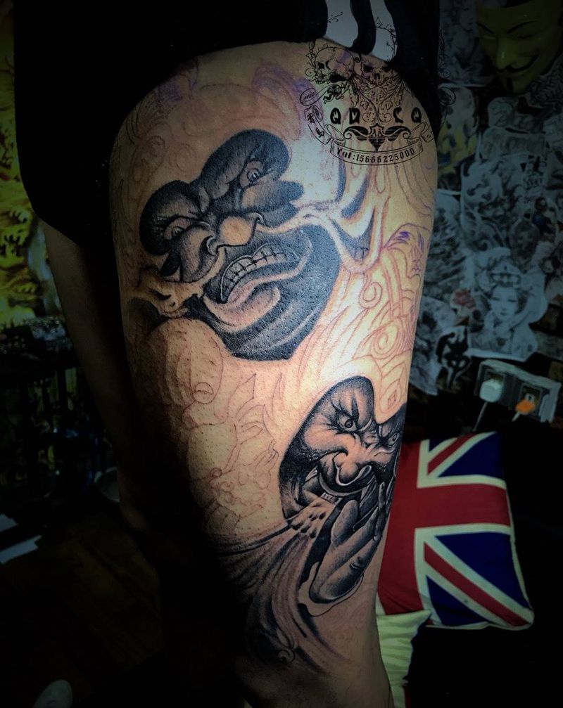 哼哈二将纹身图片