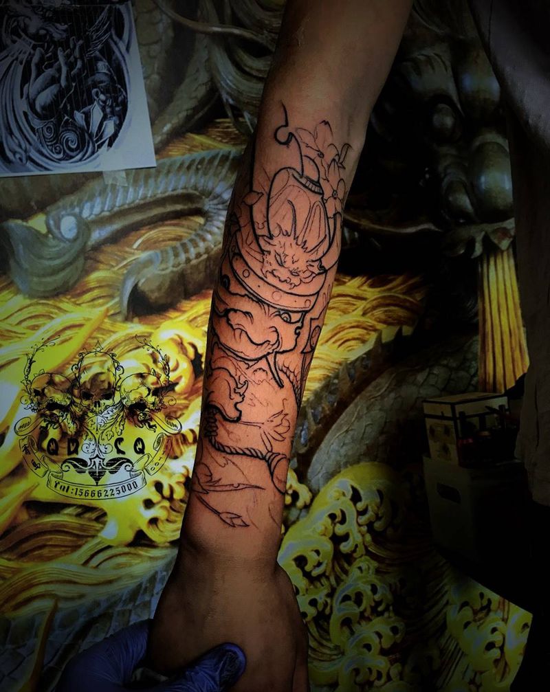 鬼武士纹身图片