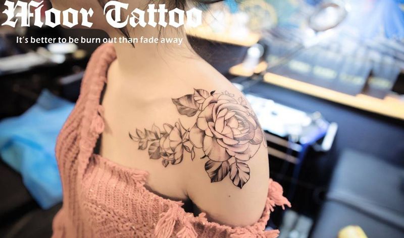 素描写意花纹身纹身图片