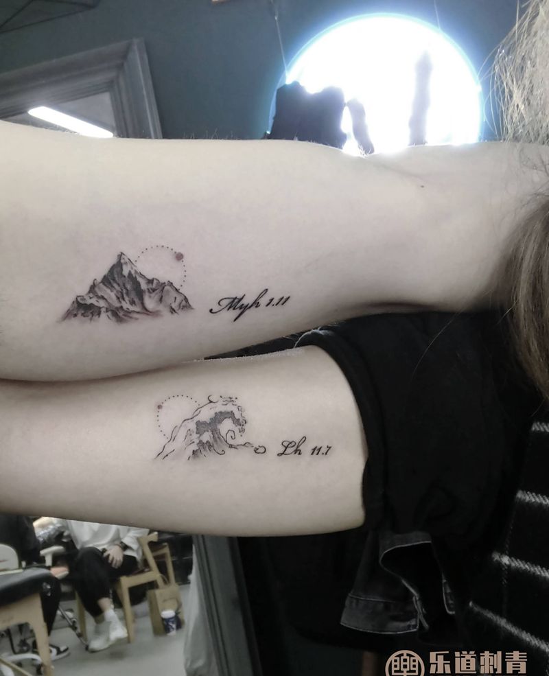 山海纹身图片_手臂山海纹身图案