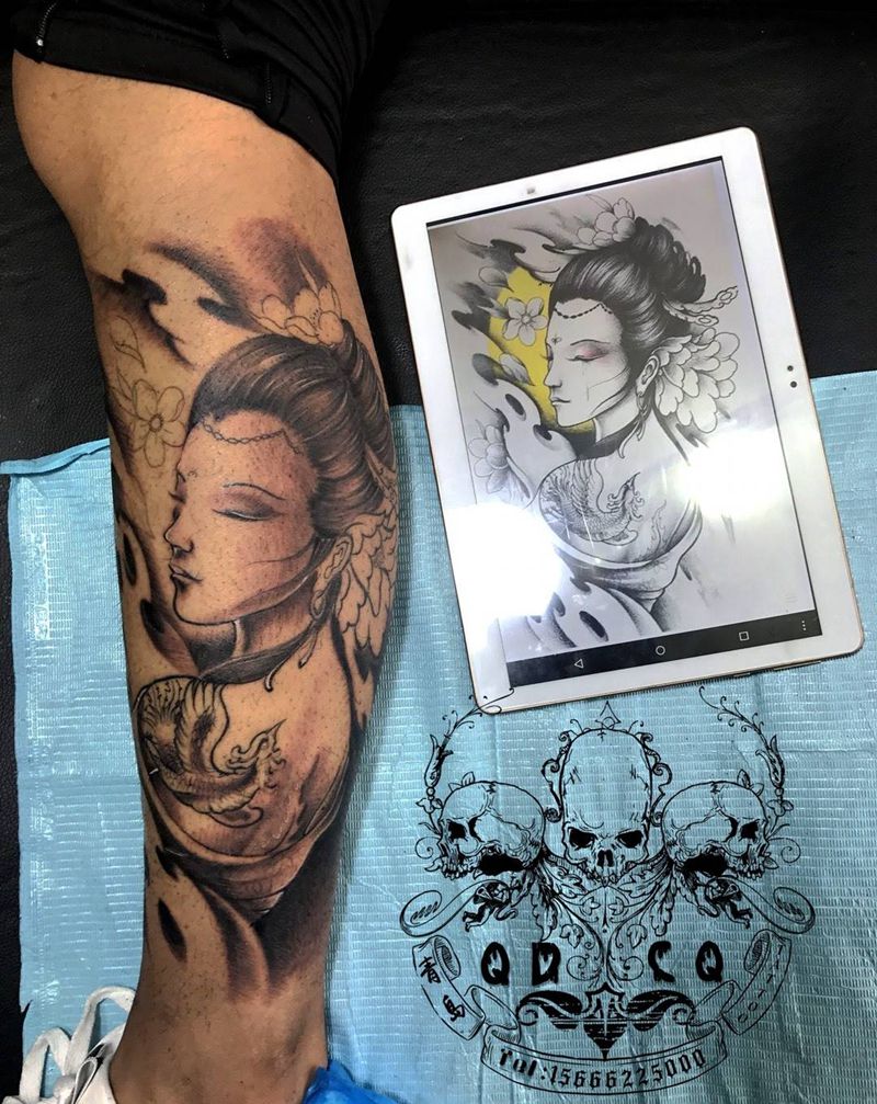 包小腿，未完纹身图片