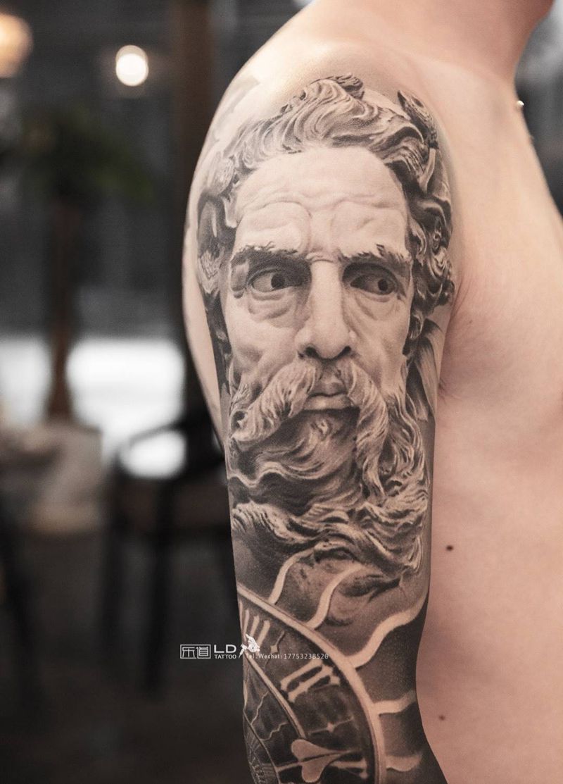 乐道纹身图片_成品手臂肖像欧美写实人物原创青岛山东培训纹身图案