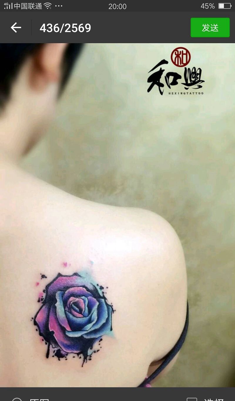 玫瑰纹身图片_背部写实植物原创纹身图案