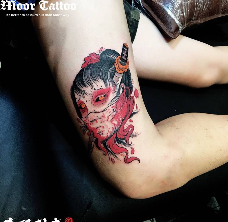 生首纹身图片_日式纹身图案