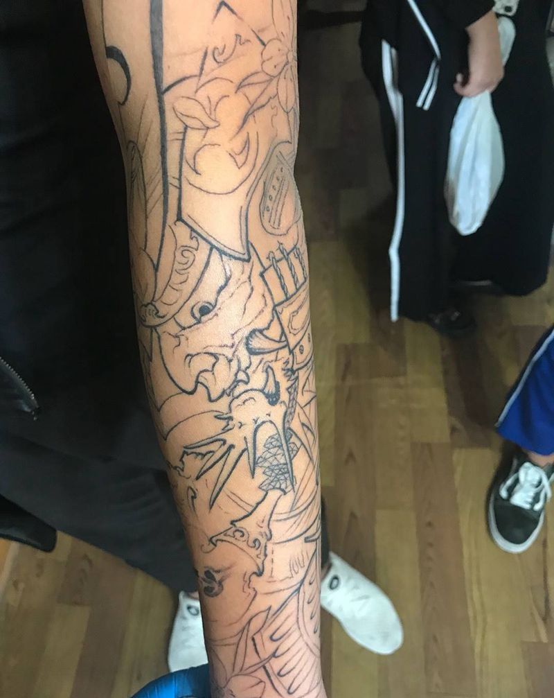 鬼武士纹身图片