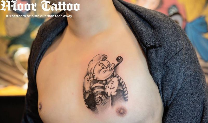 大力水手遮盖纹身图片