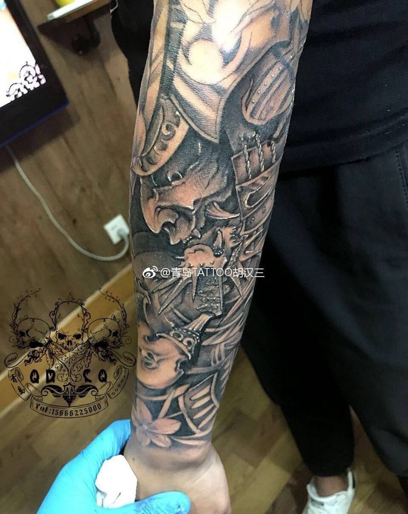 鬼武士纹身图片