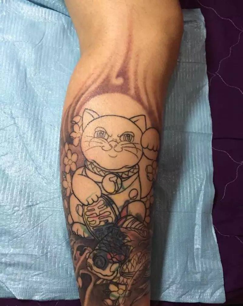 招财猫纹身图片