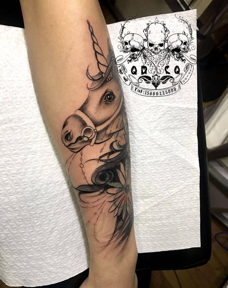 独角兽 遮盖纹身图片